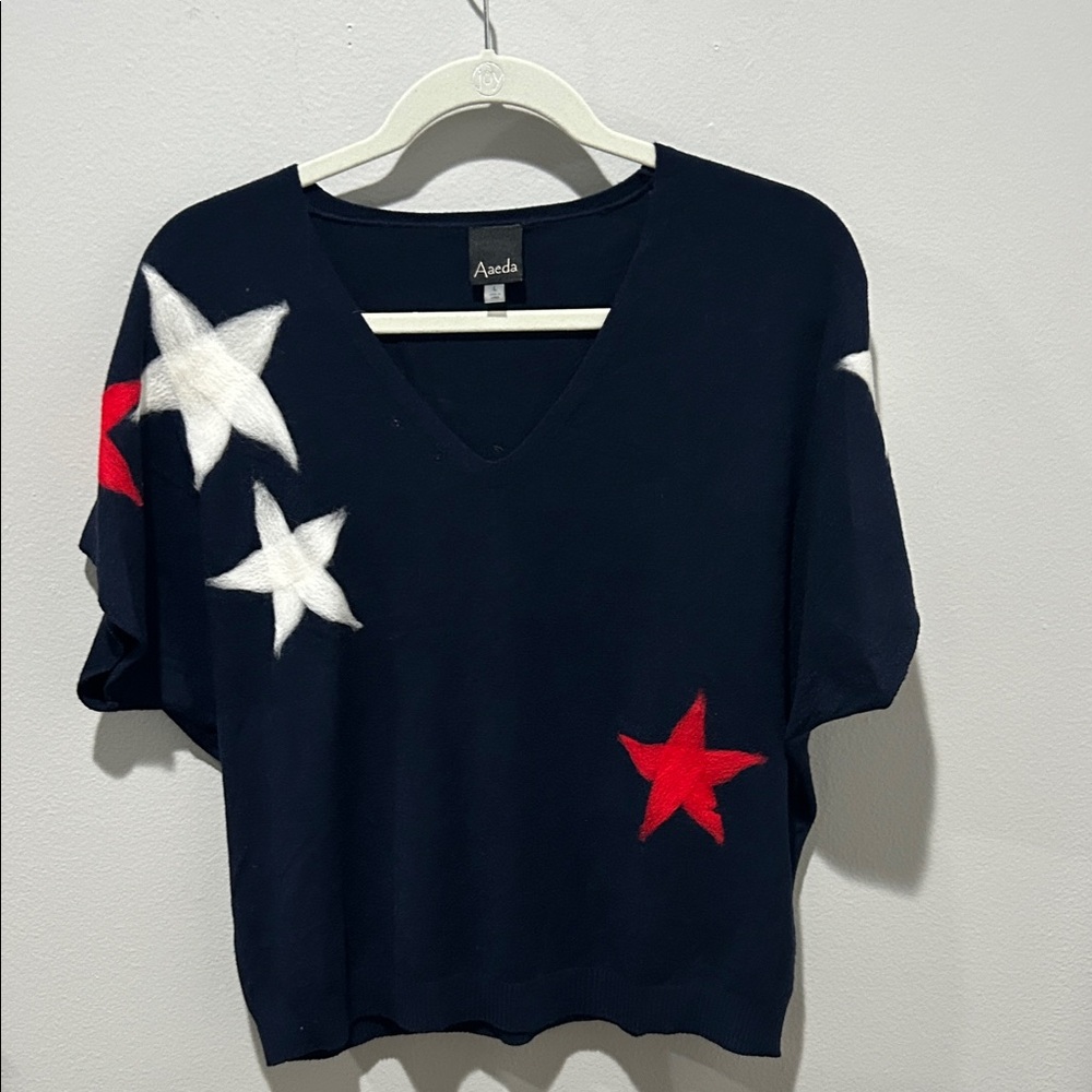Avaia Navy Top with Red and White Stars